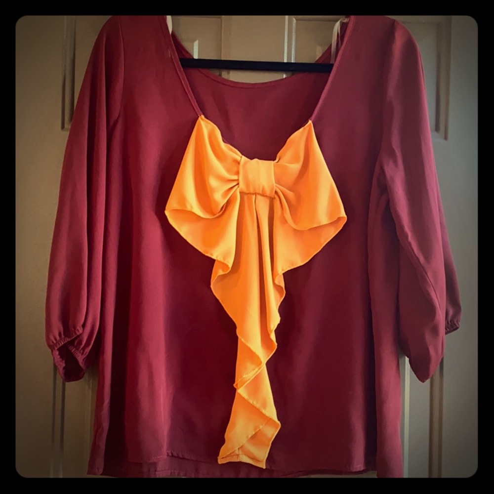 Maroon Blouse with bow in the back